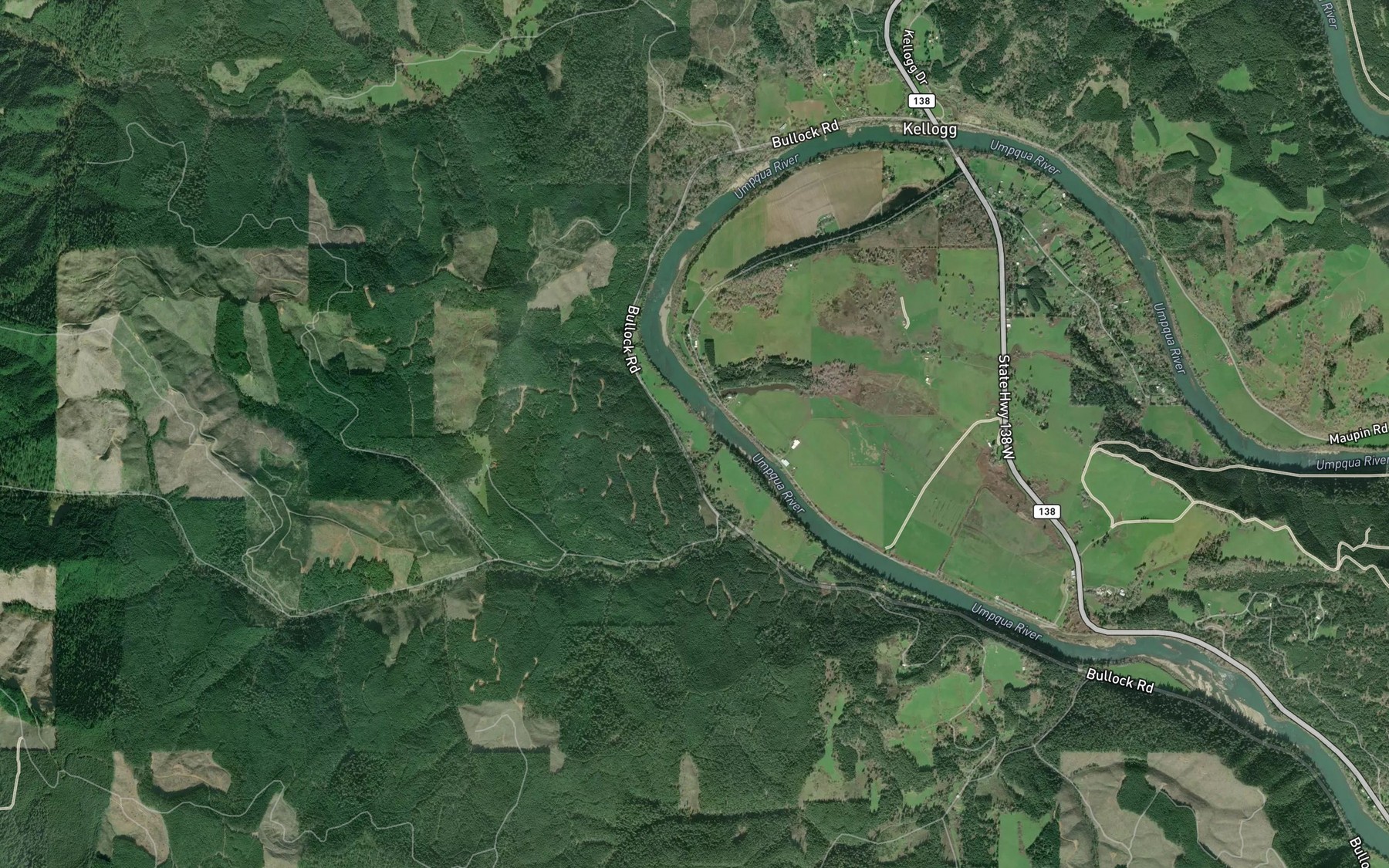 Satellite map of the Waggoner Creek