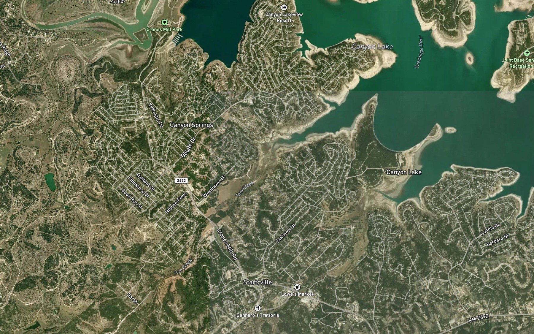 Satellite map of the Tom Creek