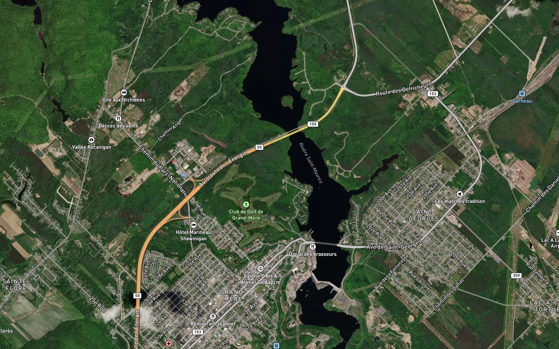 Satellite map of the Cours d'eau Saint-Louis