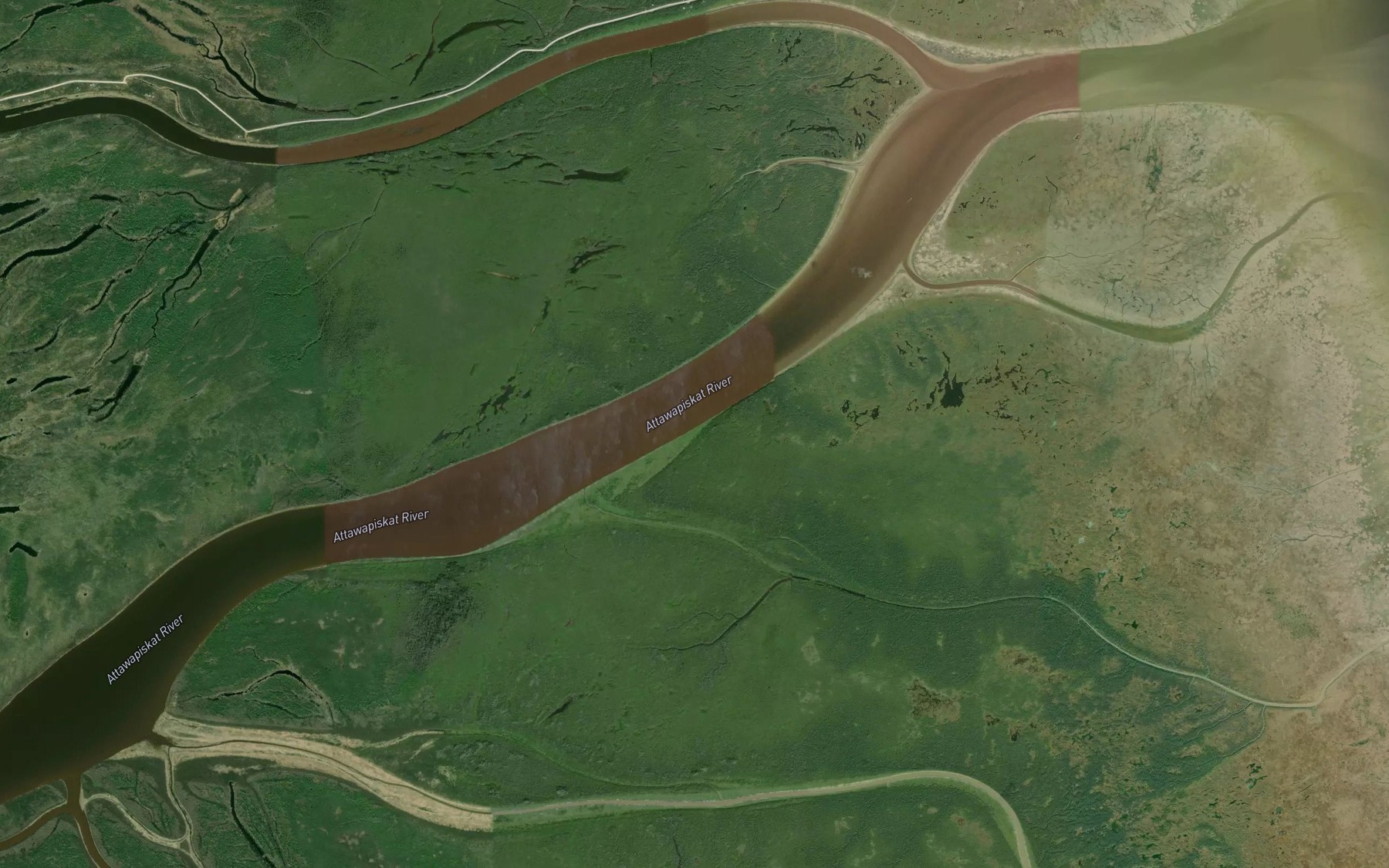 Satellite map of the Attawapiskat River