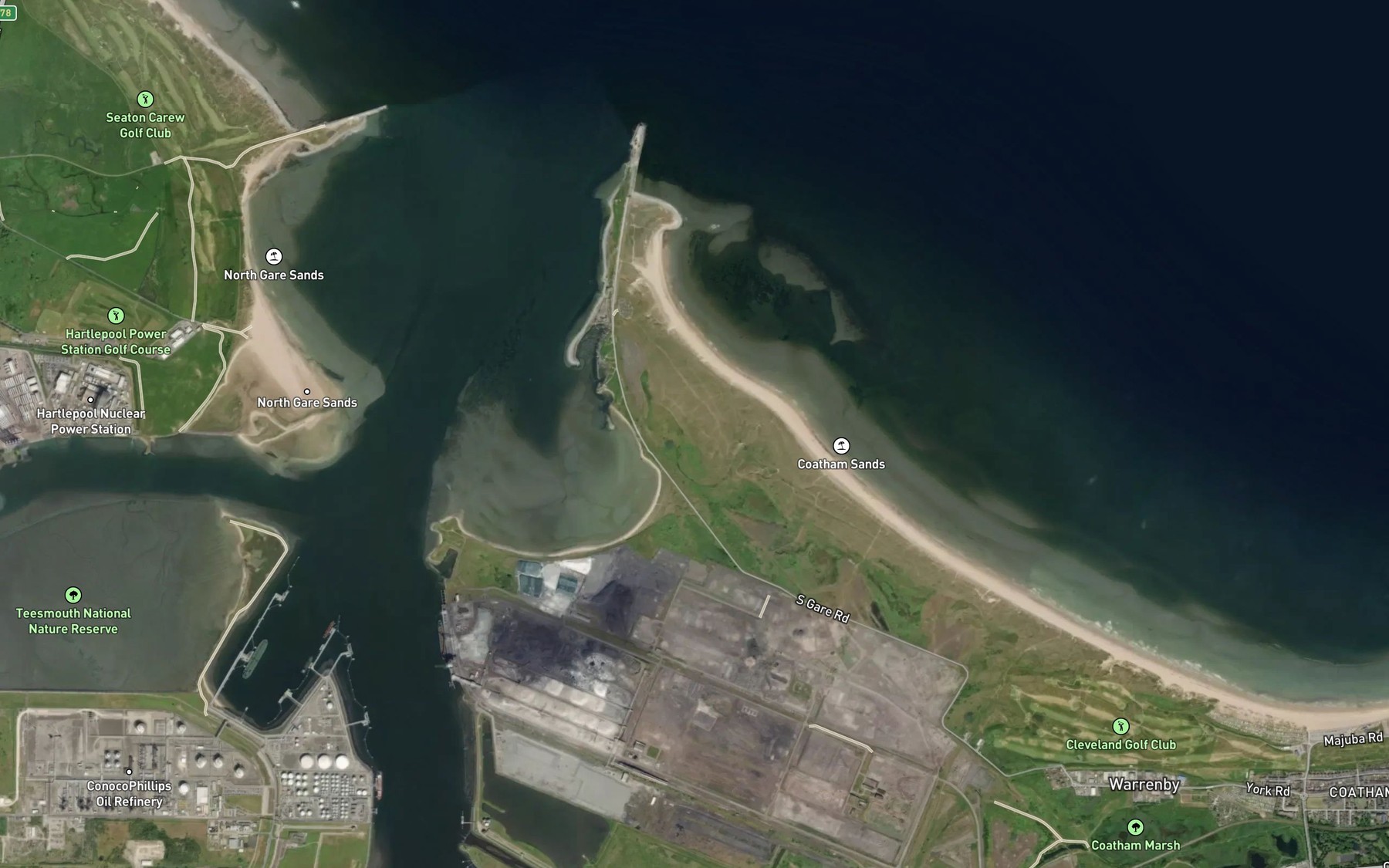 Satellite map of the Bran Sands