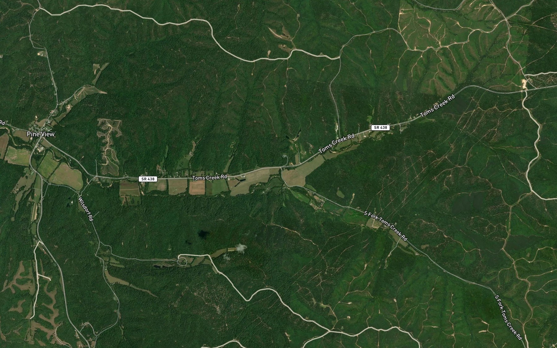 Satellite map of the North Fork Toms Creek