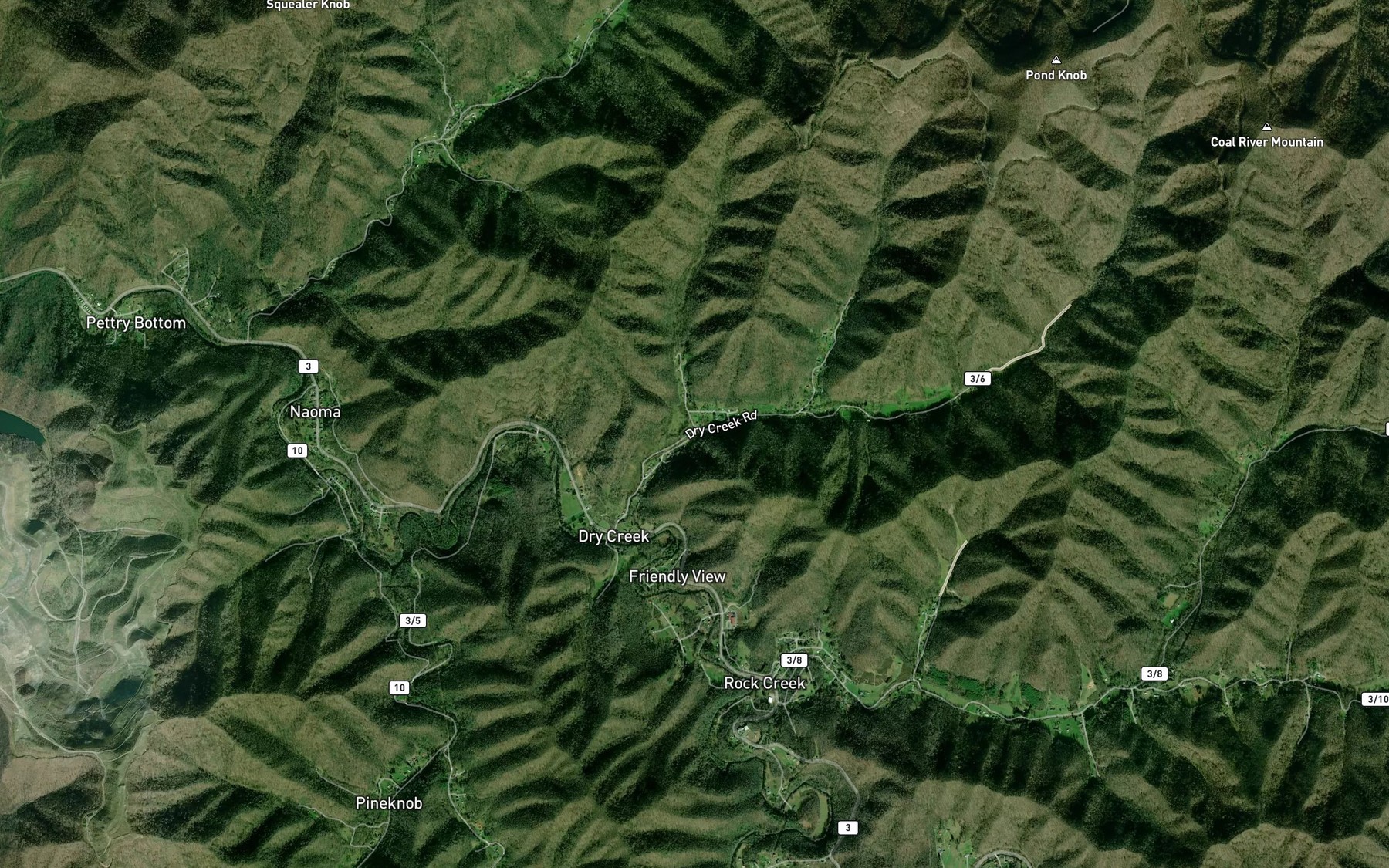 Satellite map of the Clays Branch