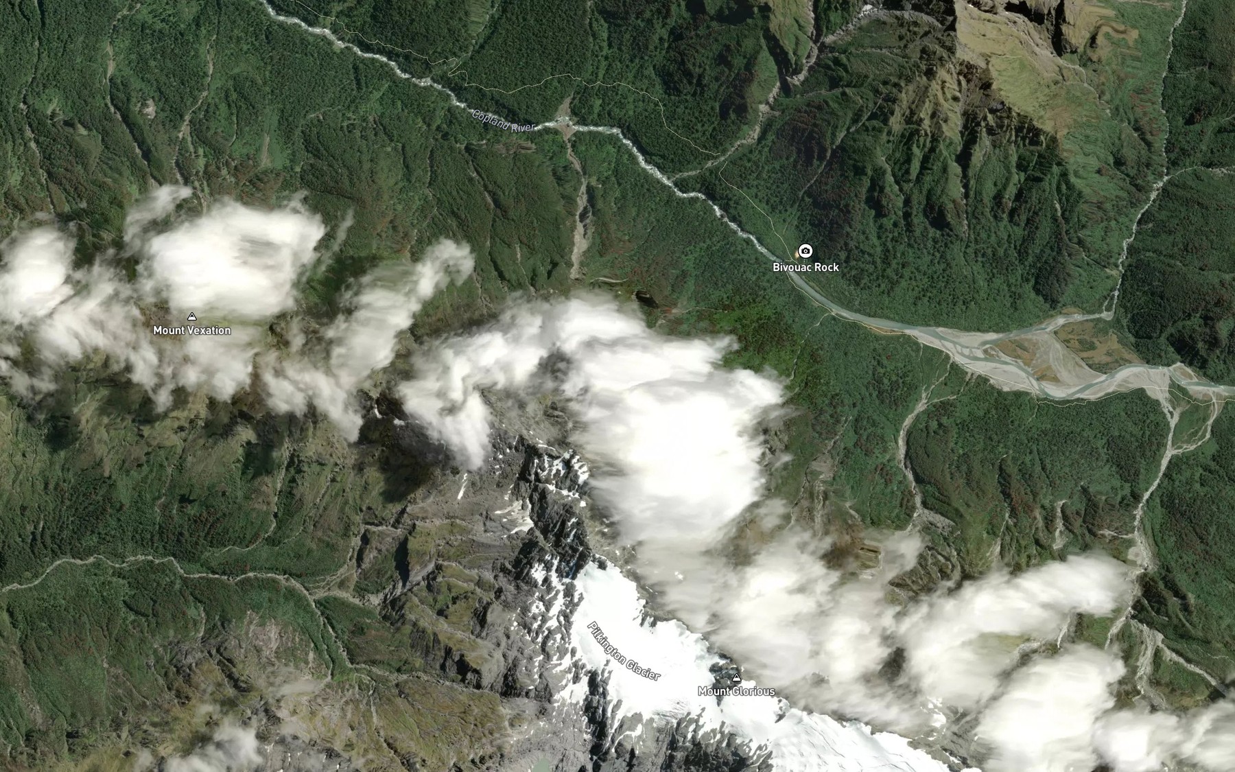 Satellite map of the Creamy Creek