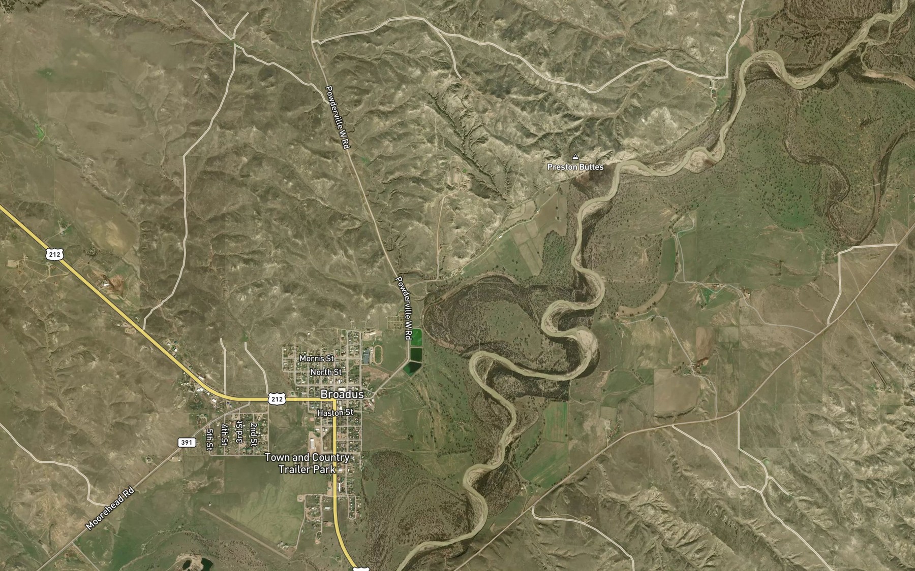 Satellite map of the Coyote Creek