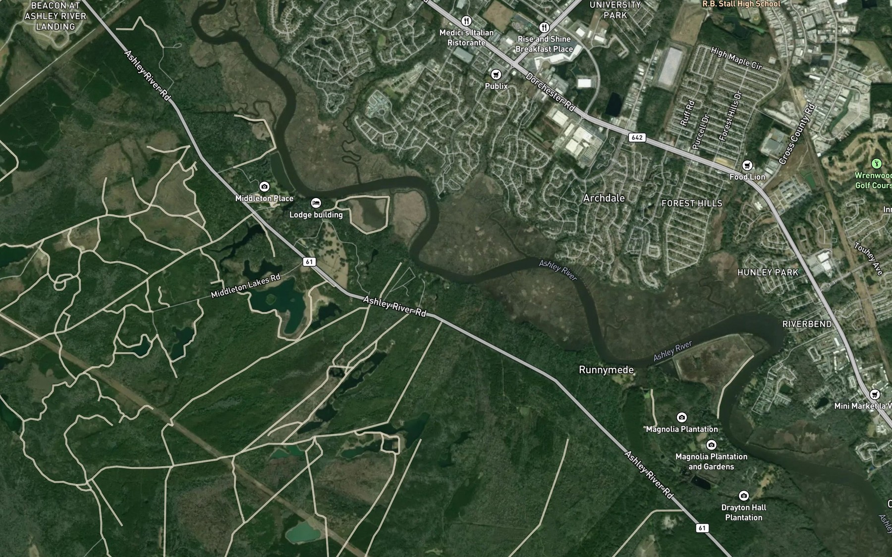 Satellite map of the Olive Branch