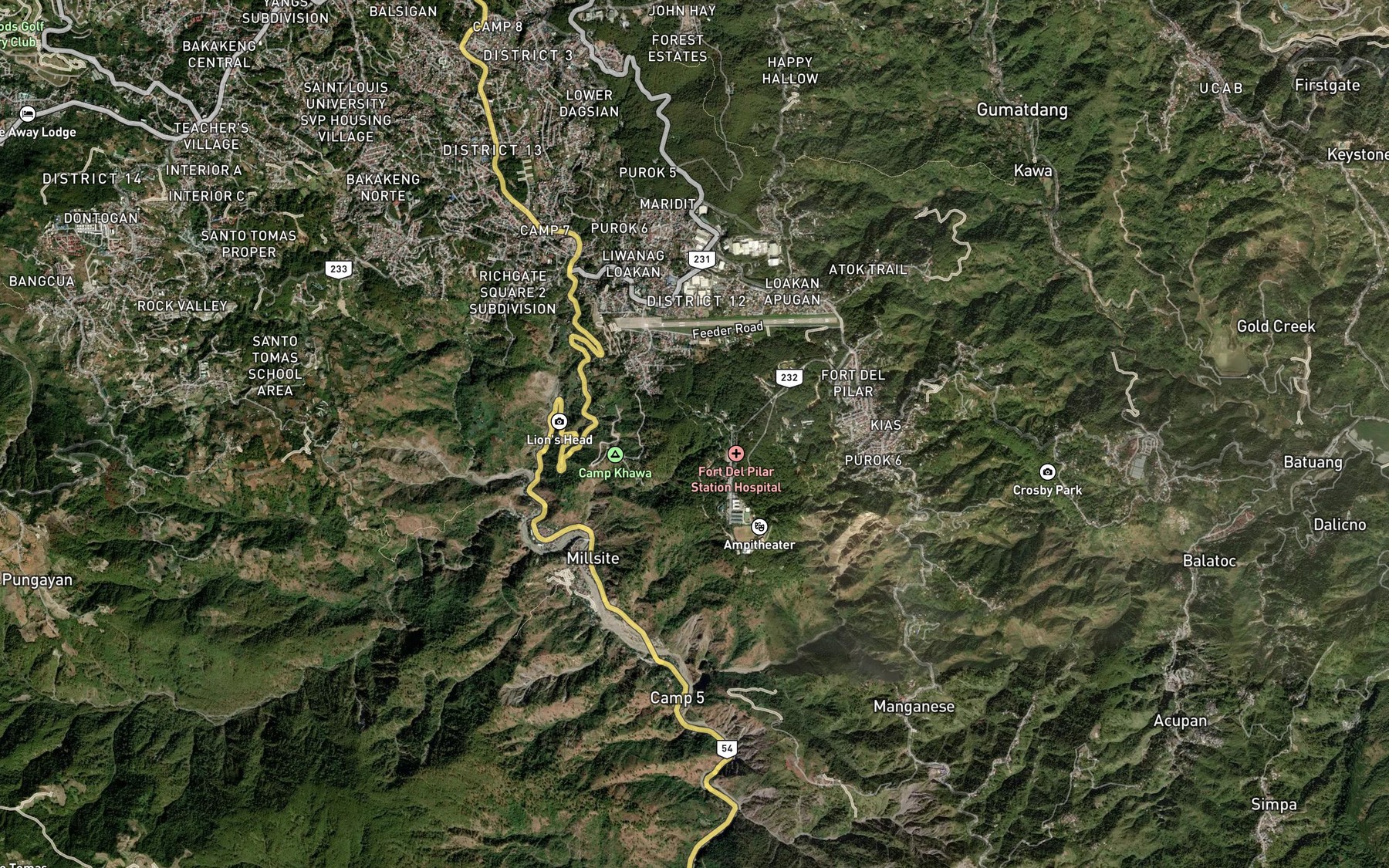 Satellite map of the Demonstration River