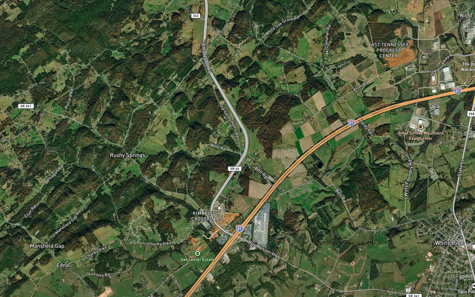 Satellite map of the Sartain Spring