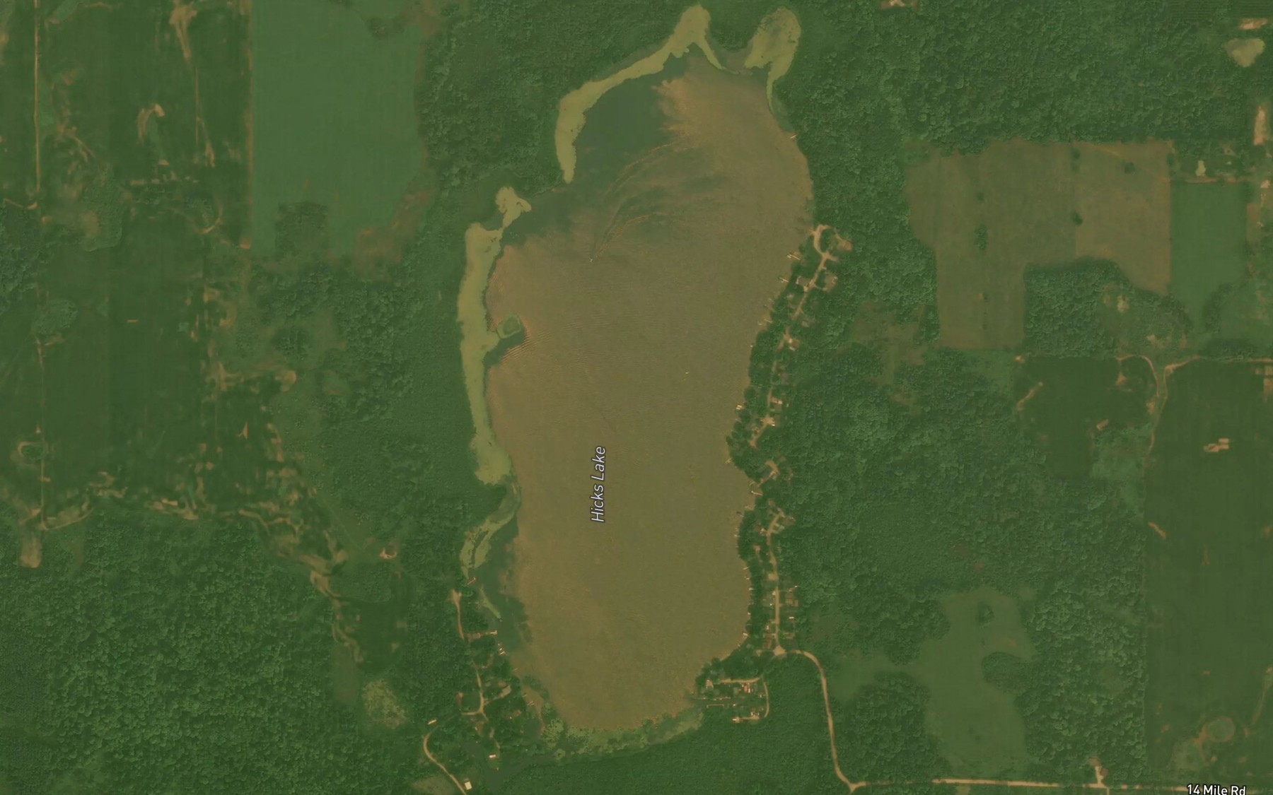Satellite map of the Hicks Lake