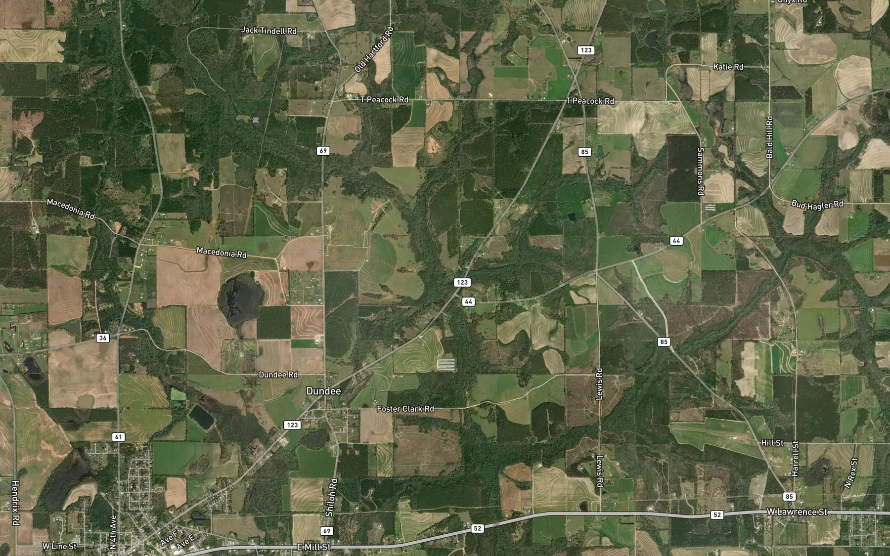 Satellite map of the Caney Creek