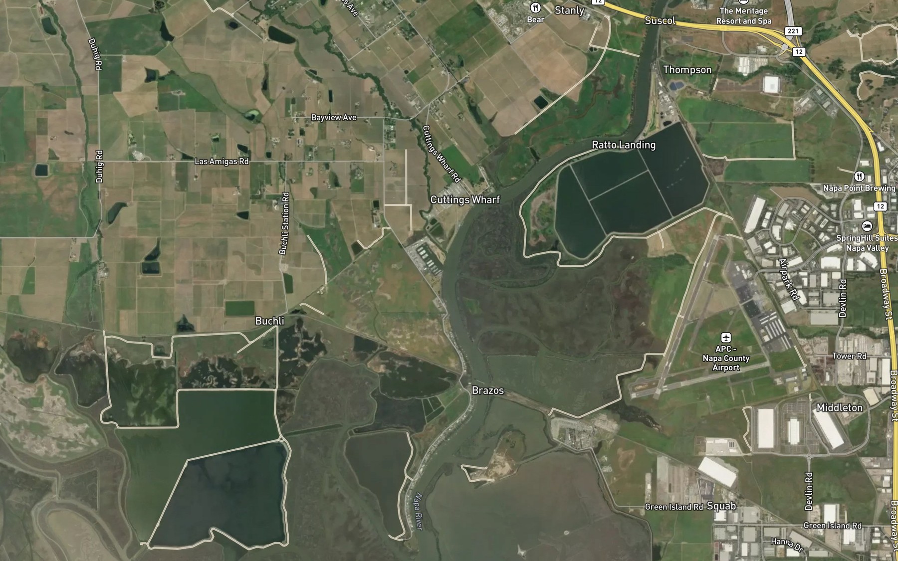 Satellite map of the Steamboat Slough