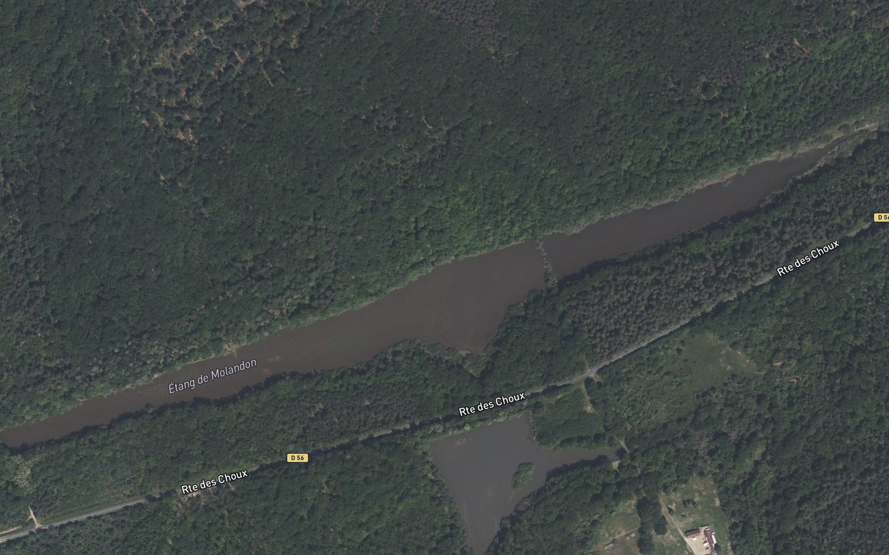 Satellite map of the Etang de Molandon