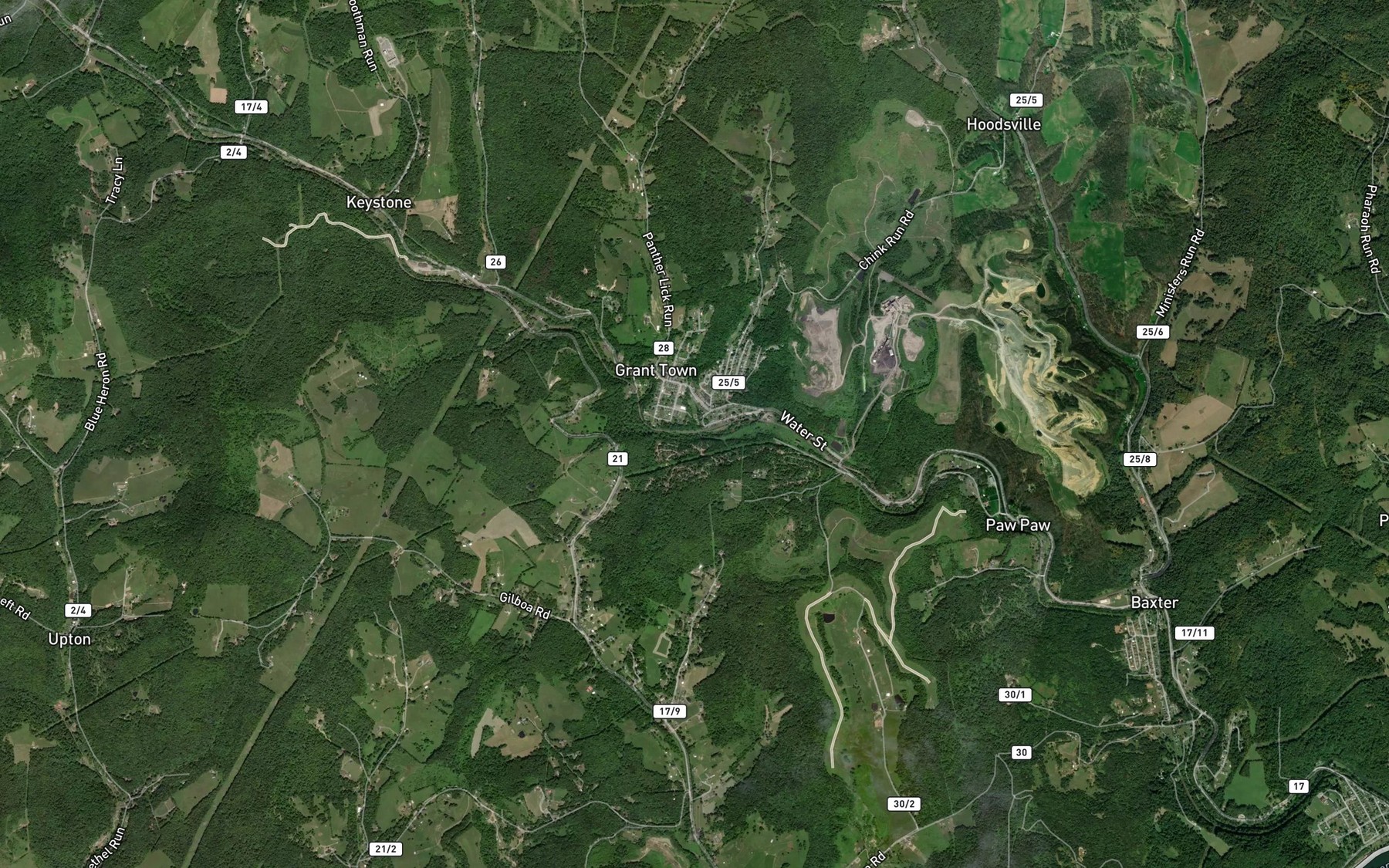 Satellite map of the Tarney Run