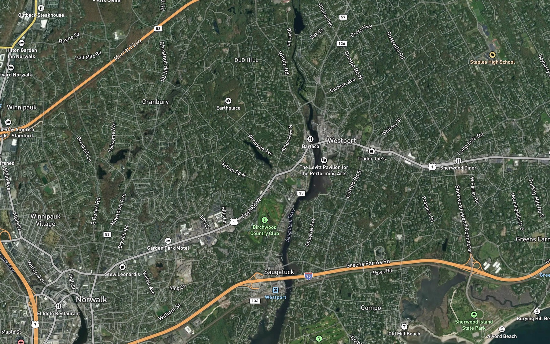 Satellite map of the Nash Pond