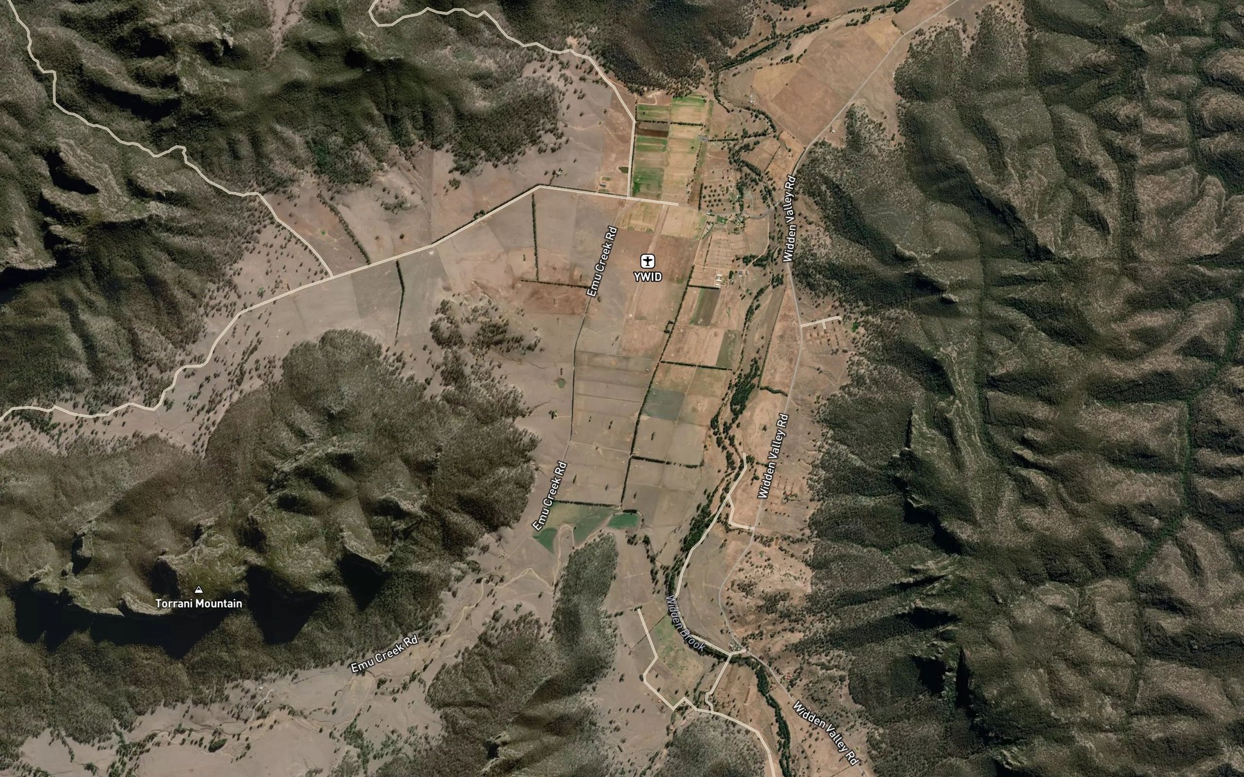 Satellite map of the Emu Creek
