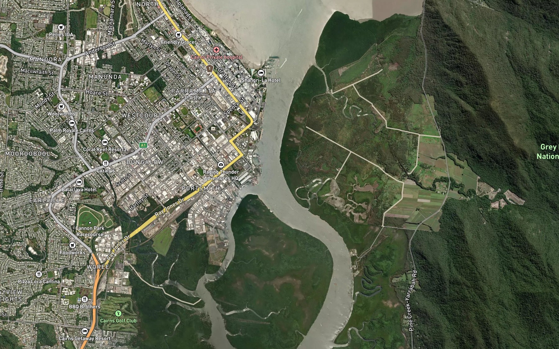 Satellite map of the Magazine Creek