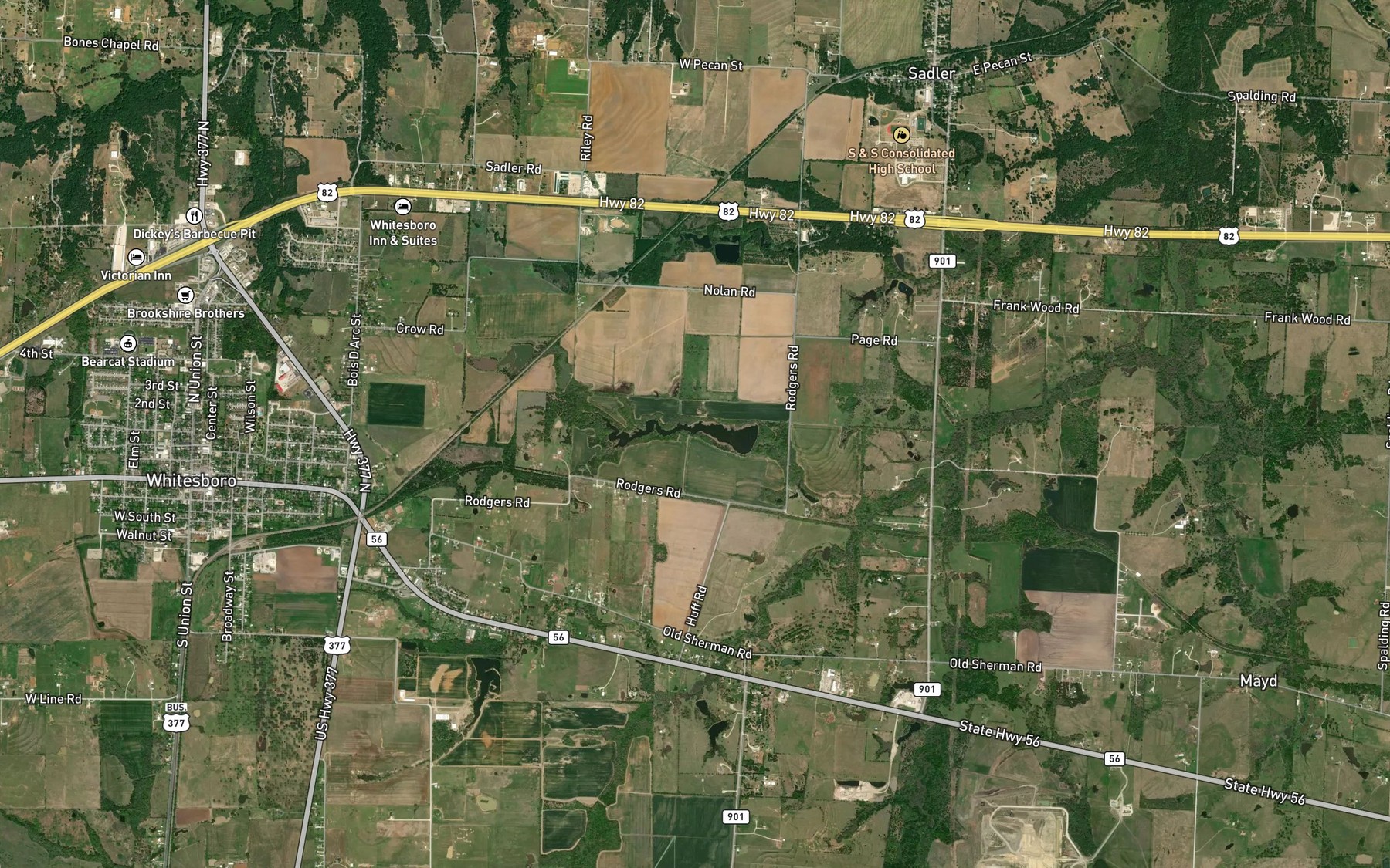 Satellite map of the Huff Lake