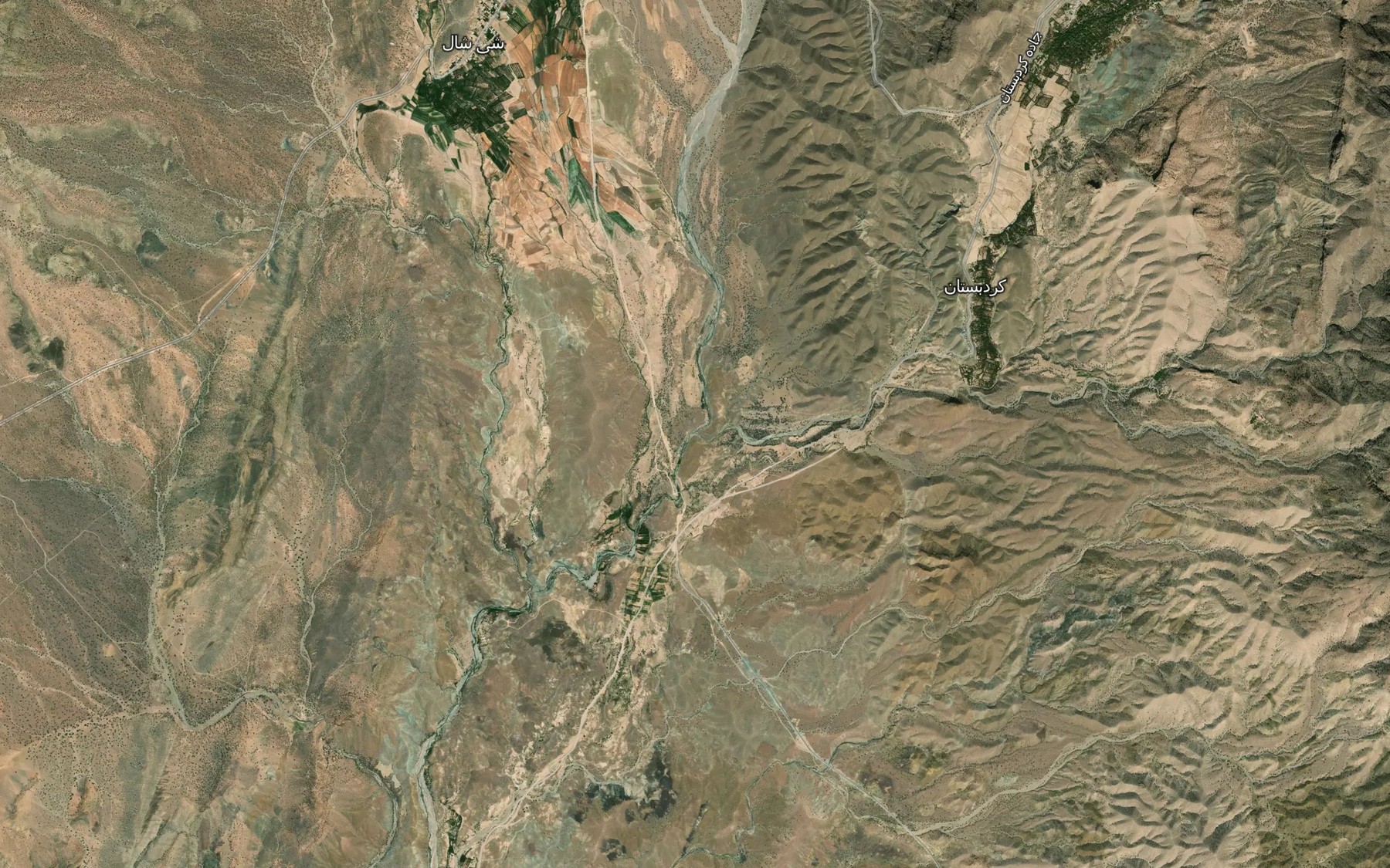 Satellite map of the Rudkhaneh-ye Kordbestan