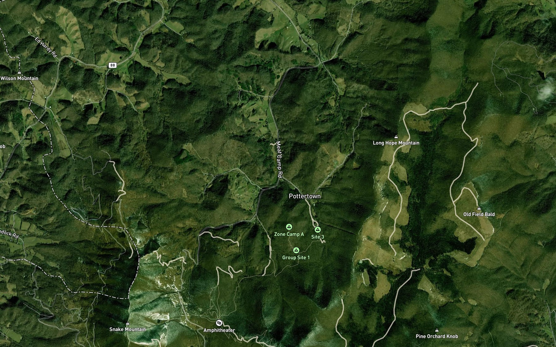 Satellite map of the Snyder Branch