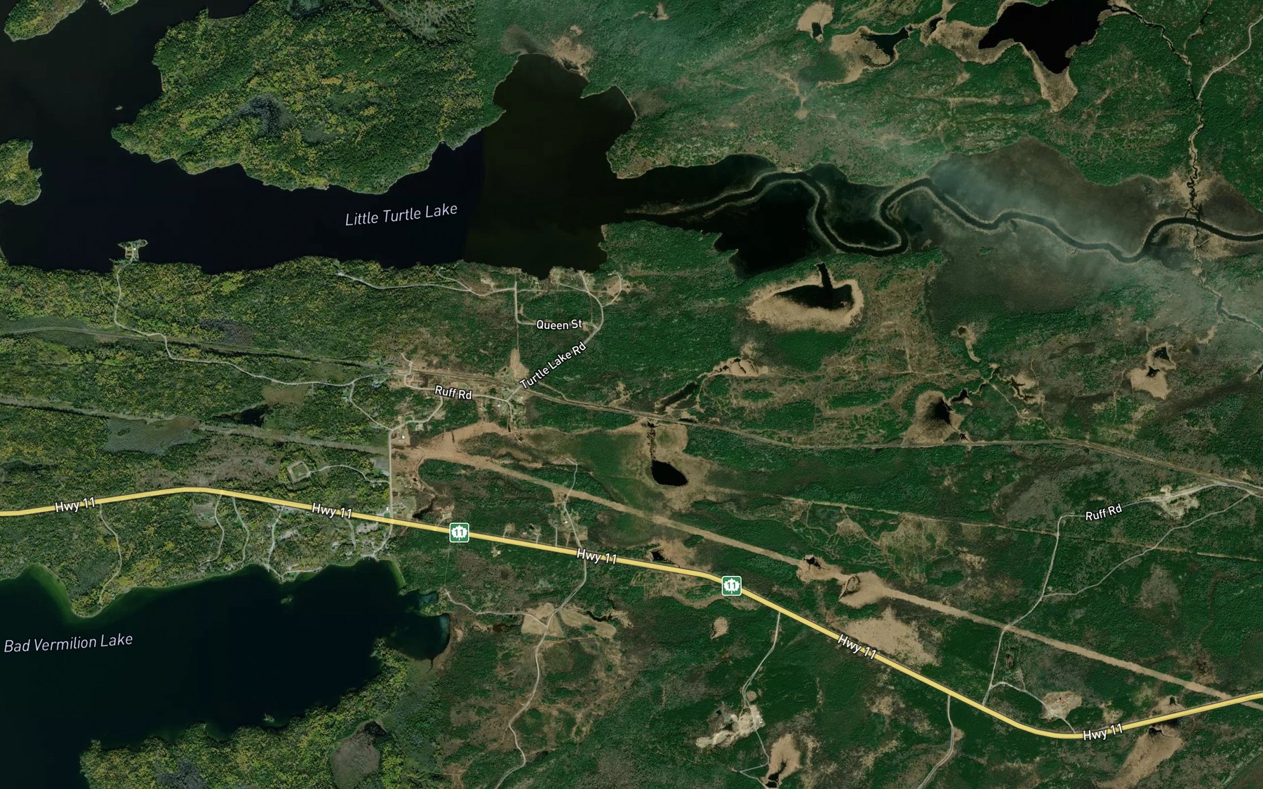 Satellite map of the Little Turtle River