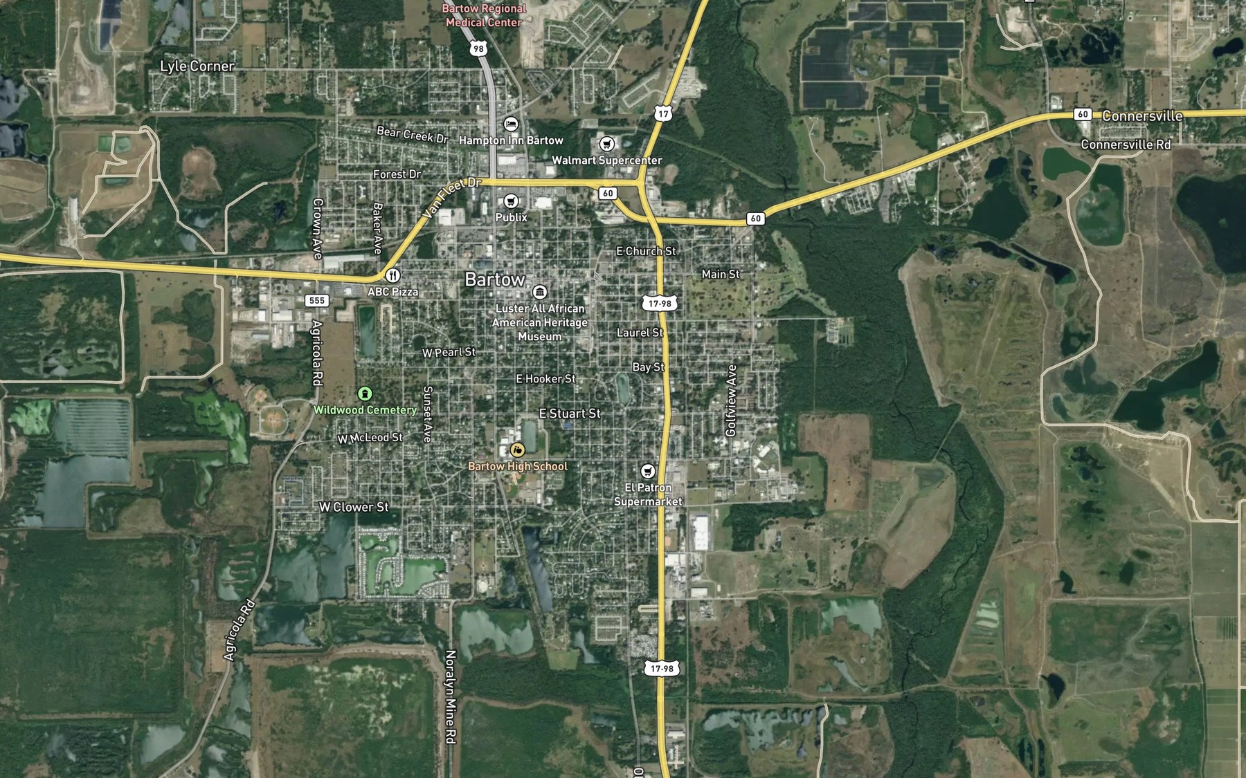 Satellite map of the Hack Lake