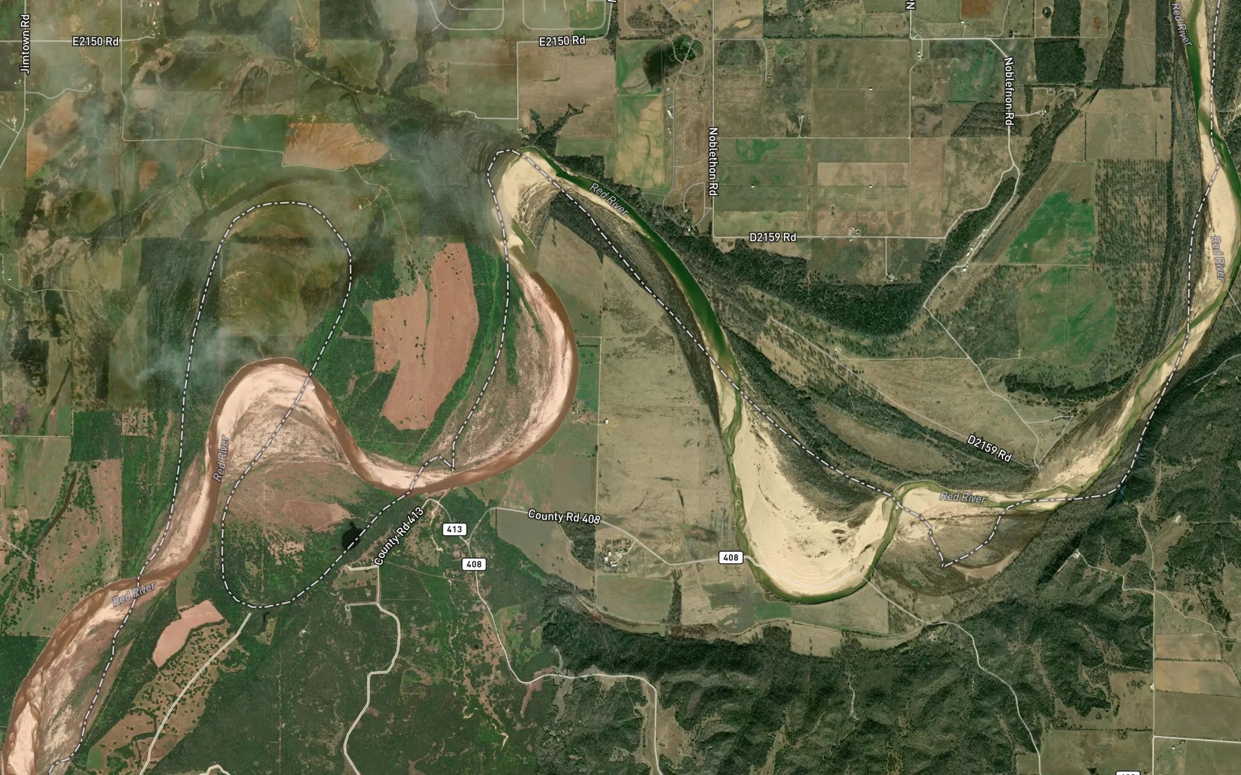 Satellite map of the Warrens Bend