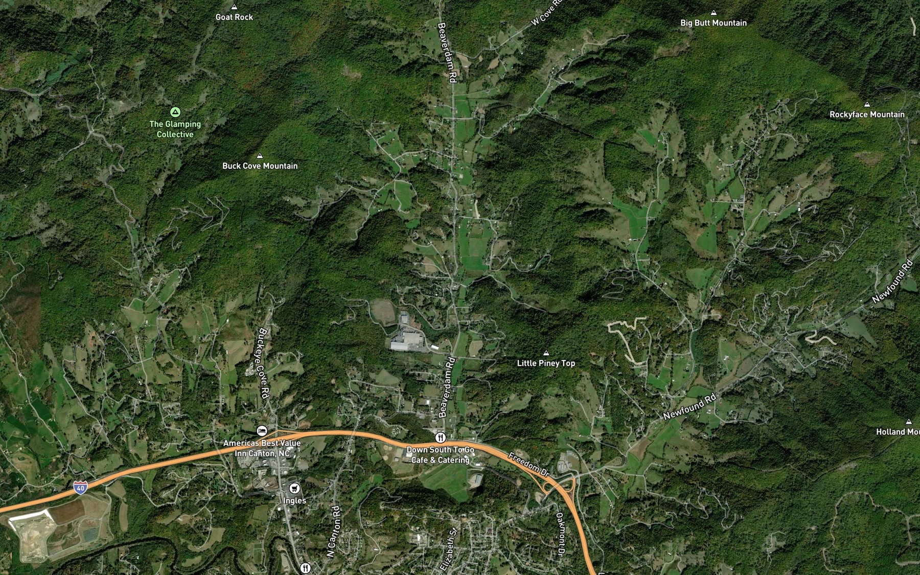 Satellite map of the Rice Cove Creek
