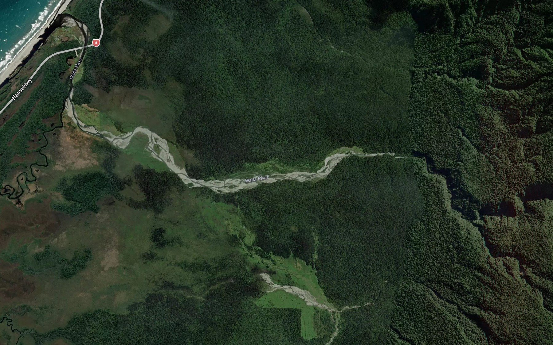 Satellite map of the Waita River