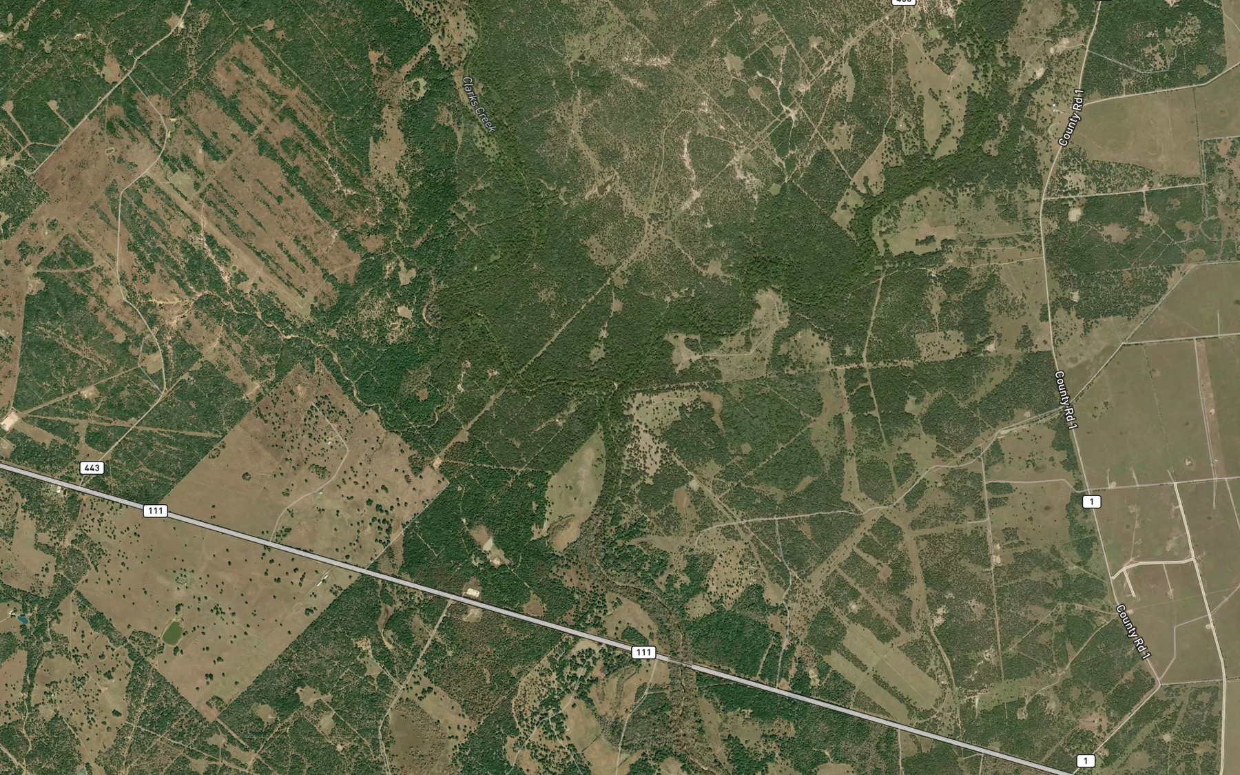 Satellite map of the Clarks Creek