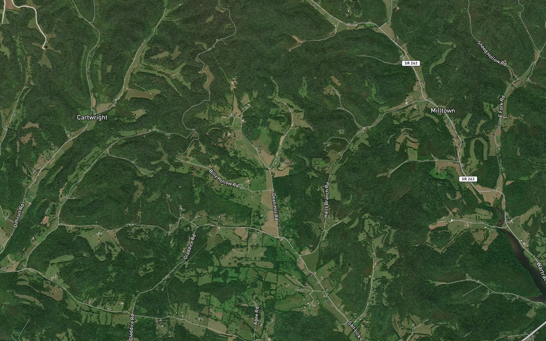 Satellite map of the Bee Branch