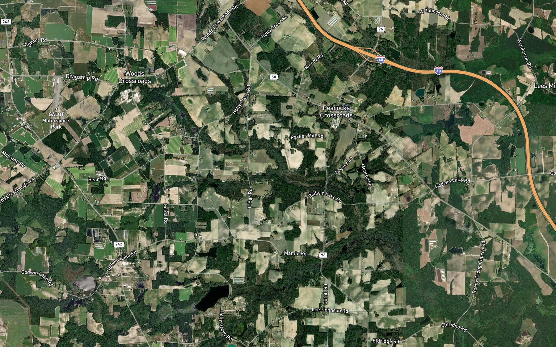 Satellite map of the Little Swamp Branch