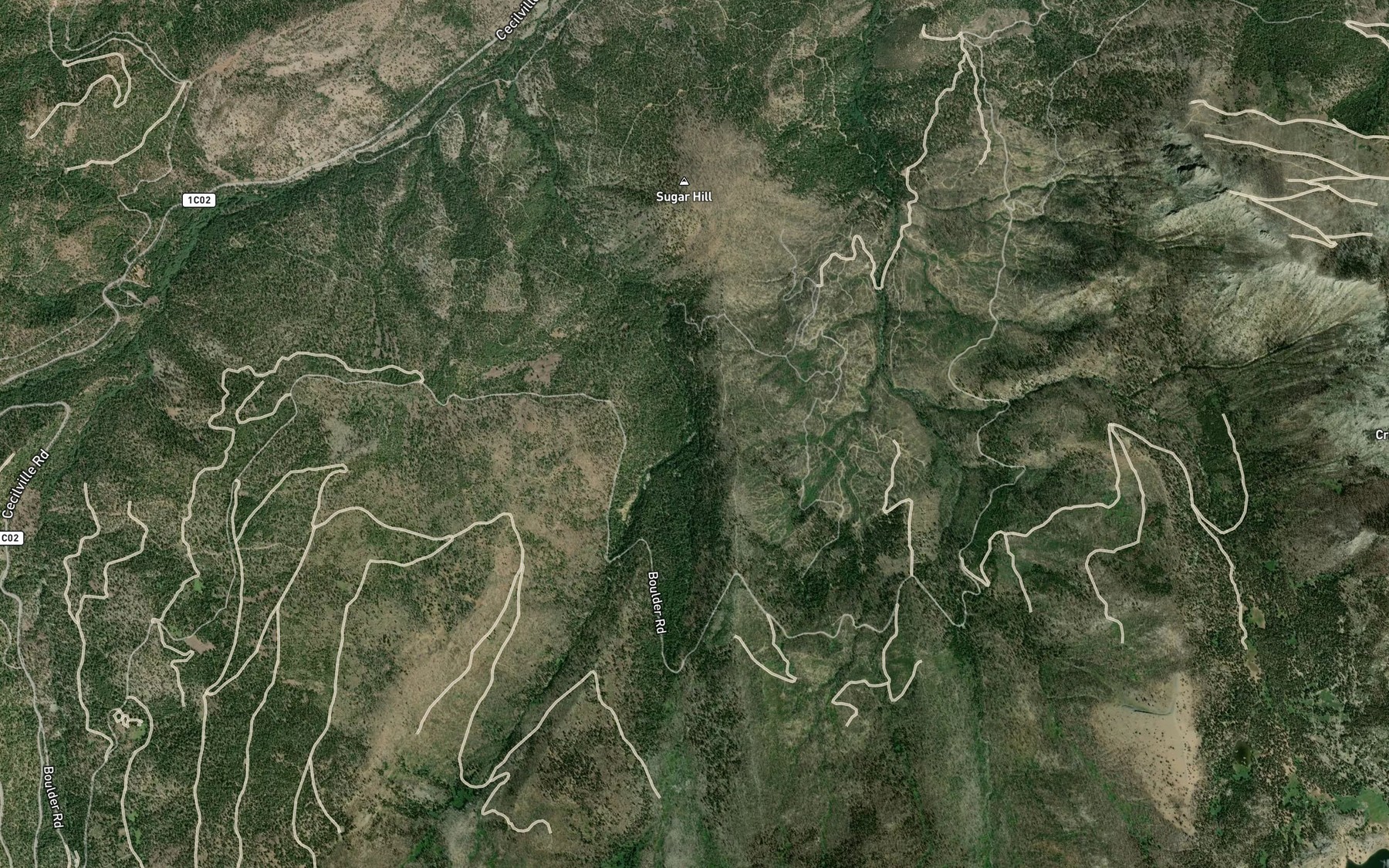 Satellite map of the Slide Creek