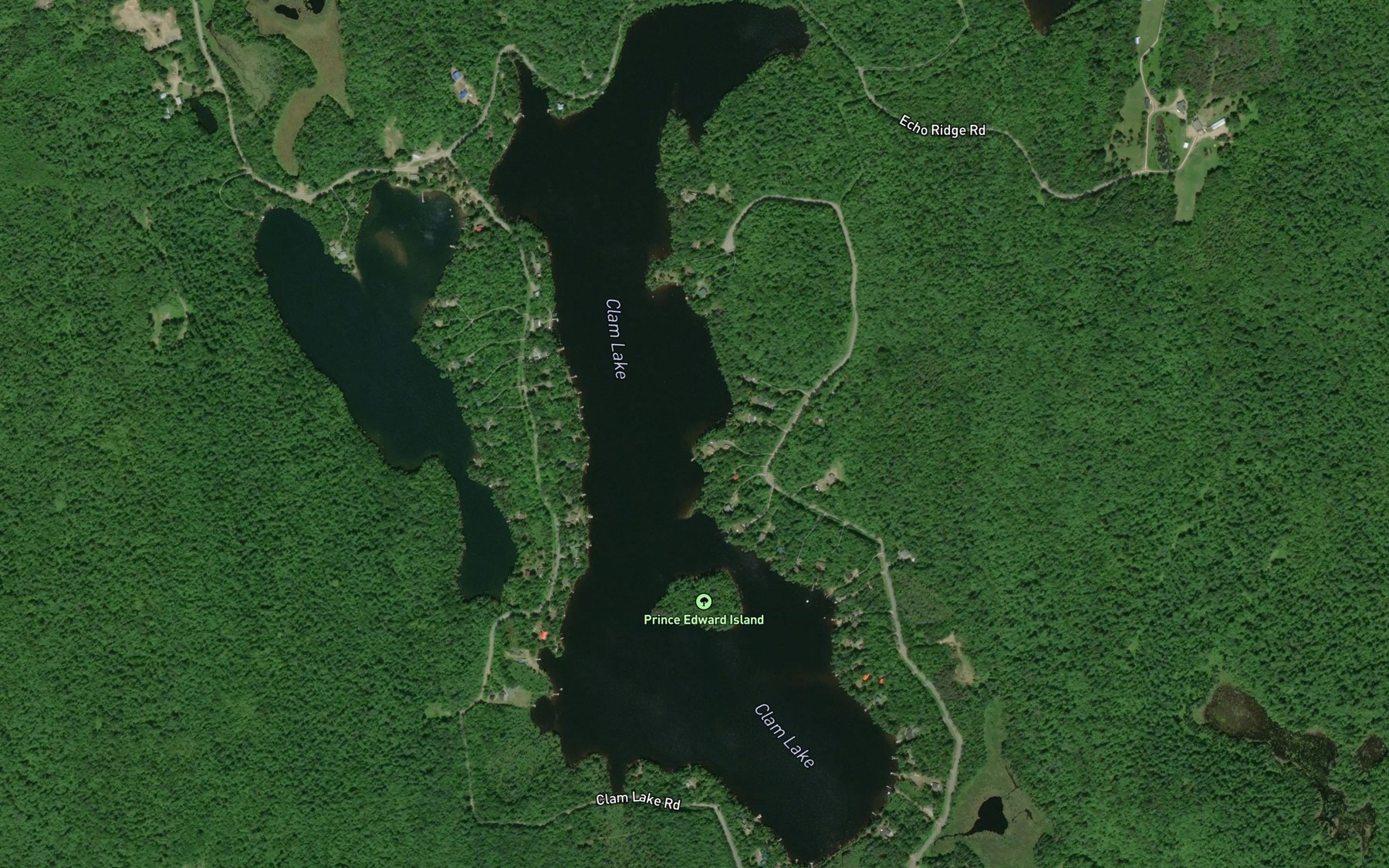 Satellite map of the Clam Lake
