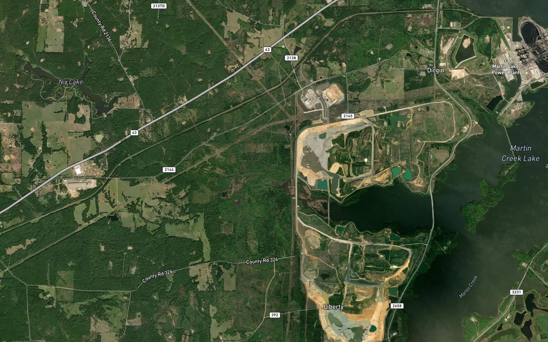 Satellite map of the Wasson Branch