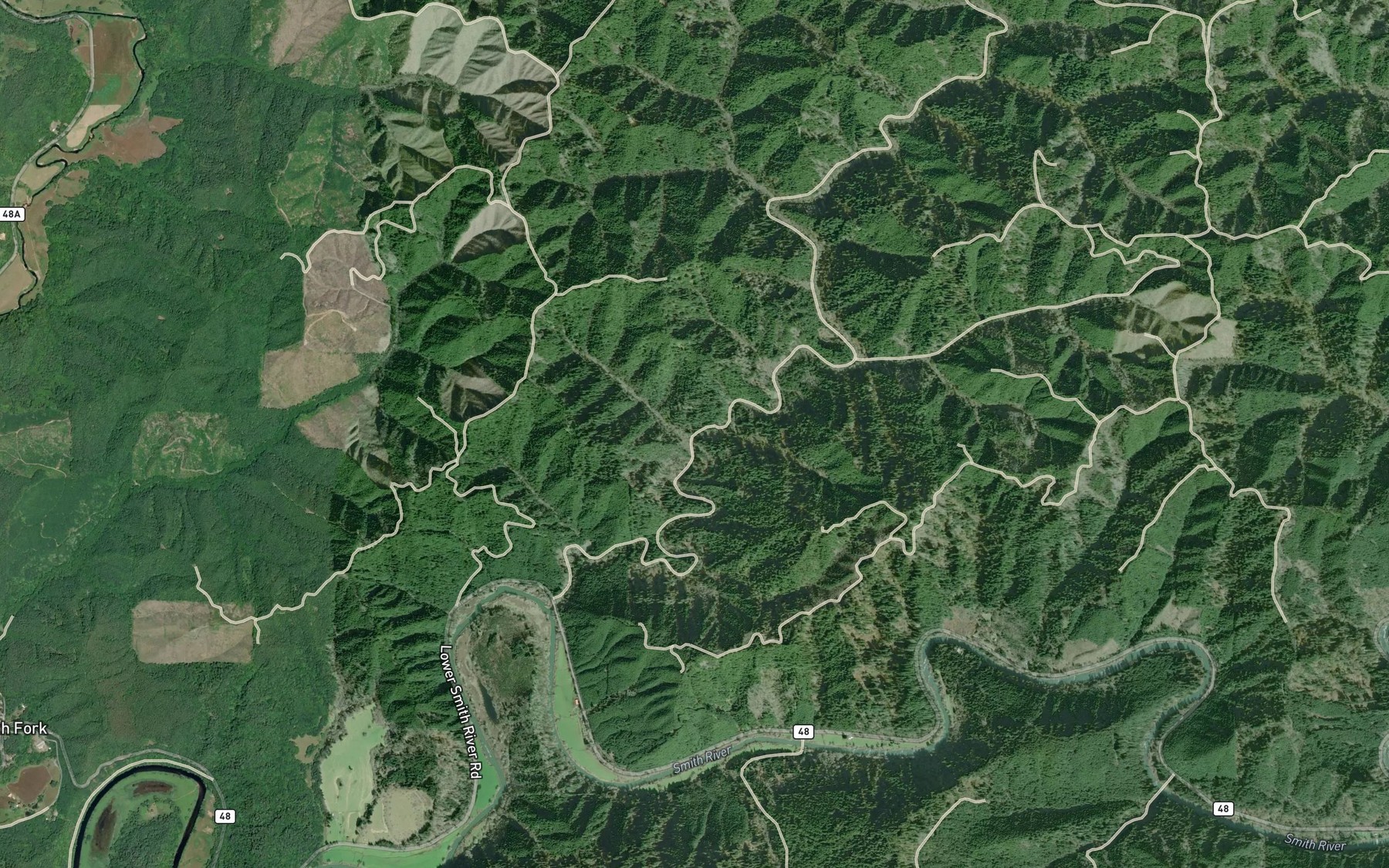 Satellite map of the Dog Creek