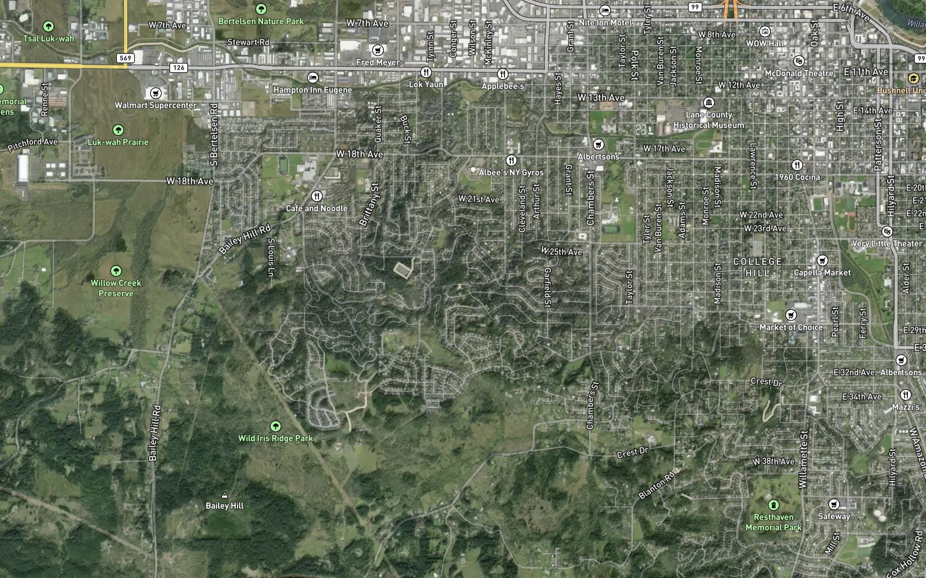 Satellite map of the City View Reservoir