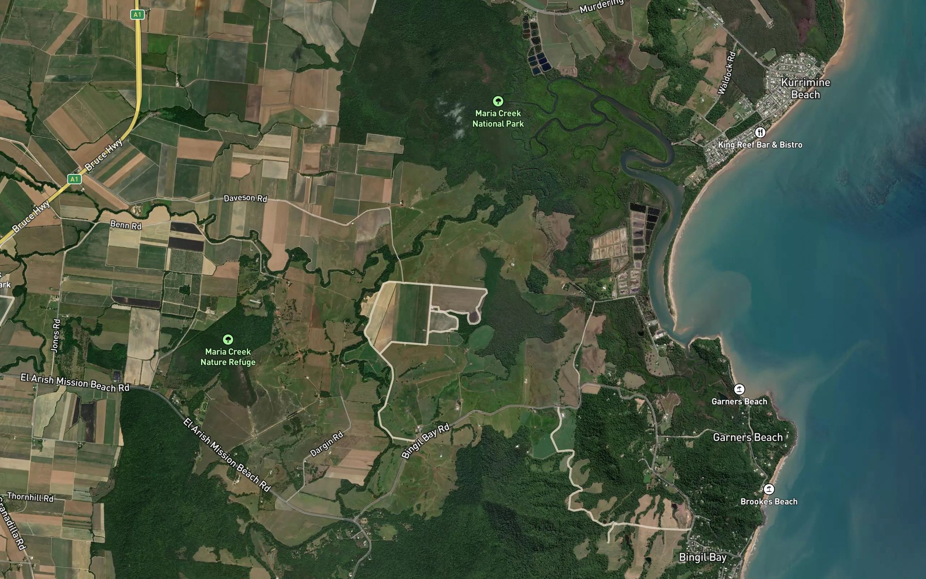 Satellite map of the Kaygaroo Creek