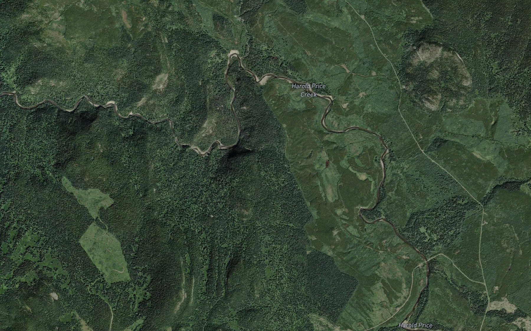 Satellite map of the Maish Creek