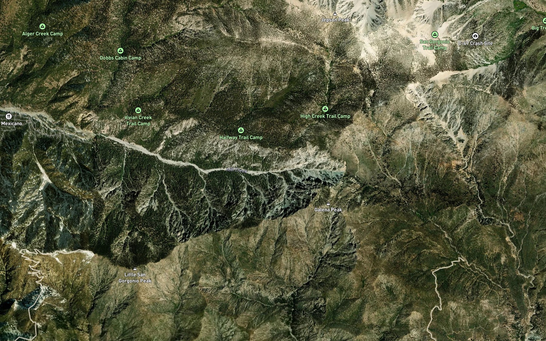 Satellite map of the High Creek