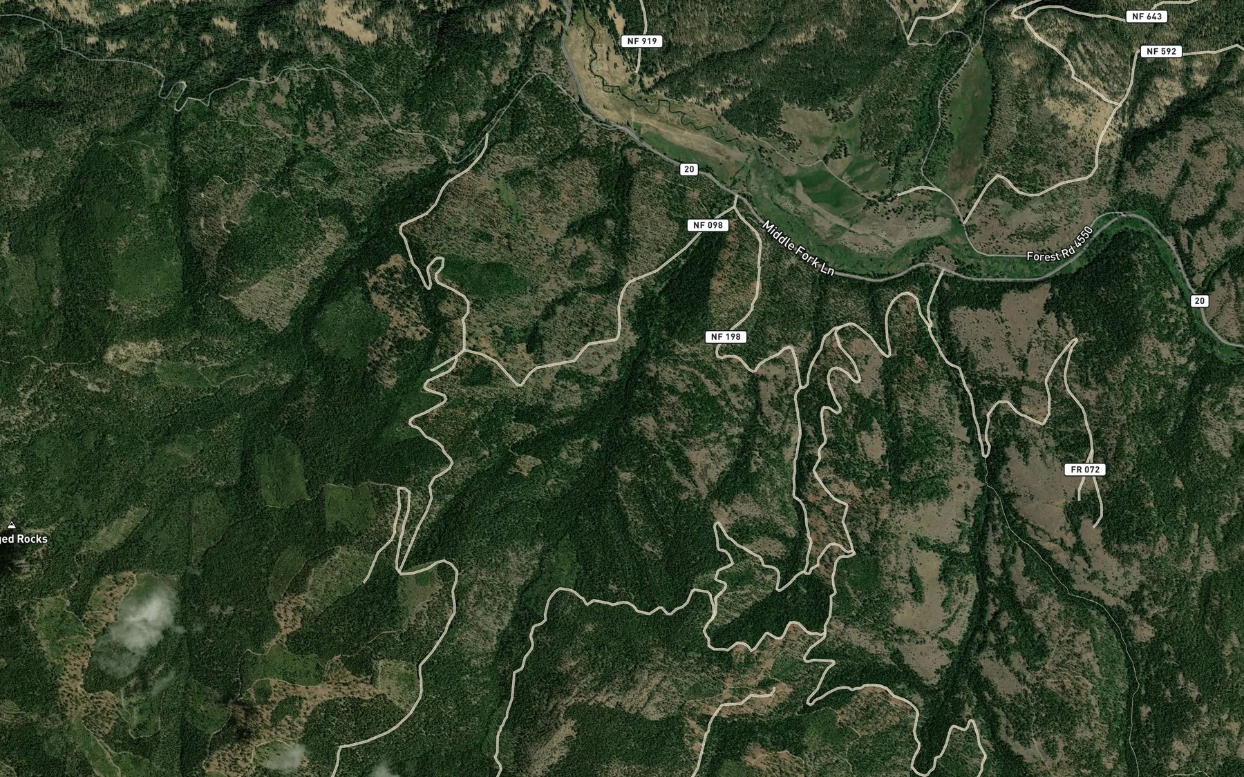 Satellite map of the West Fork Ruby Creek