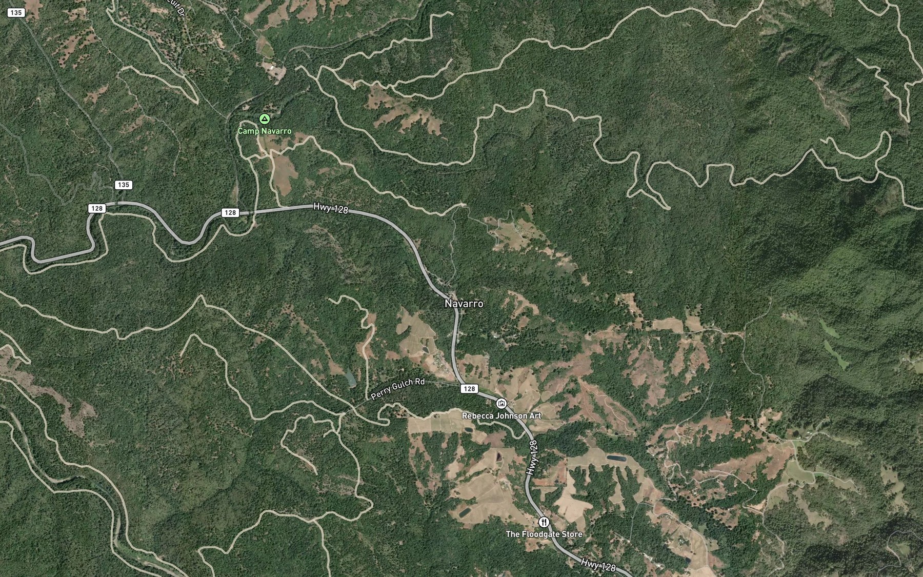 Satellite map of the Surrender Creek