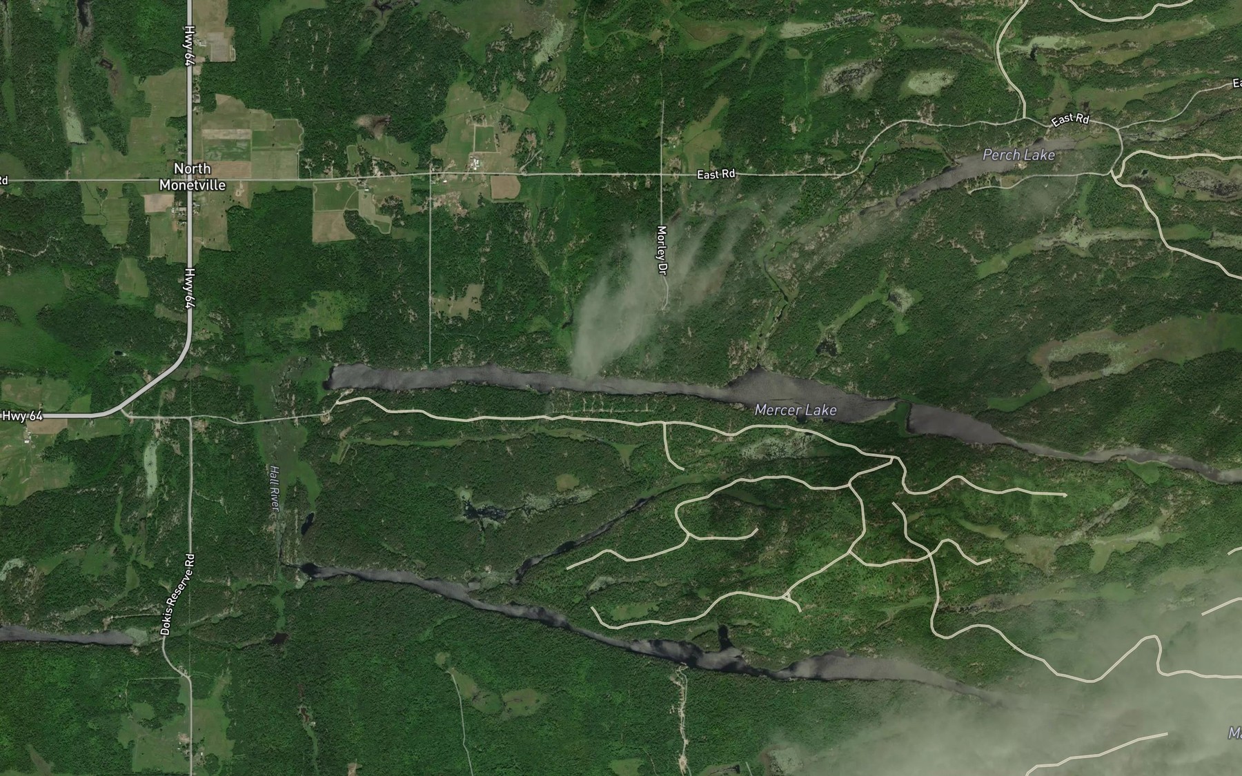 Satellite map of the Mercer Lake