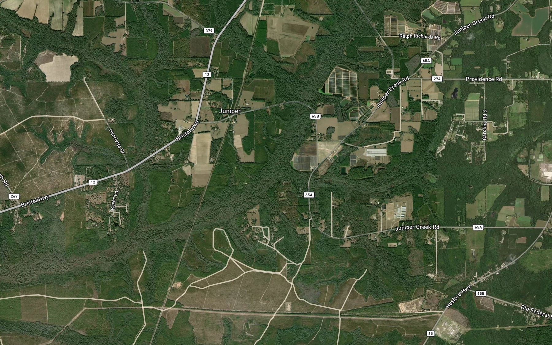 Satellite map of the Juniper Creek