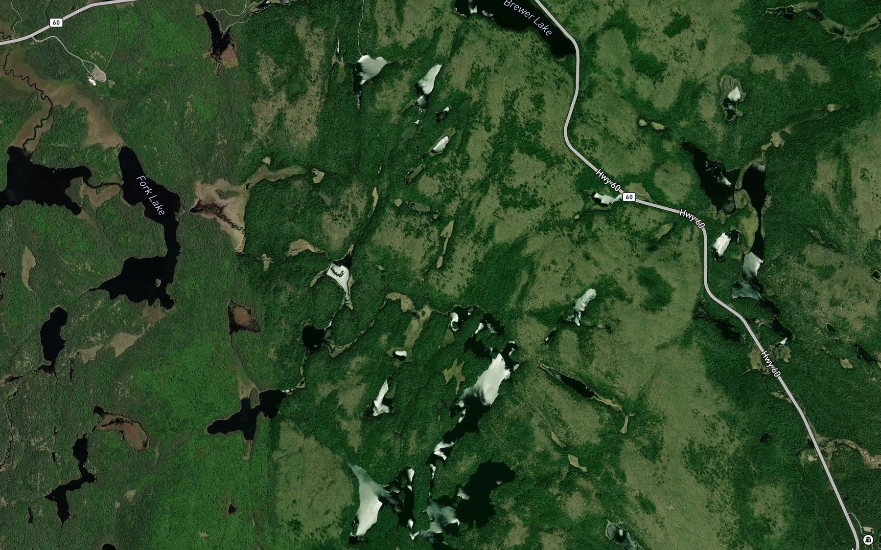 Satellite map of the Pinetree Creek