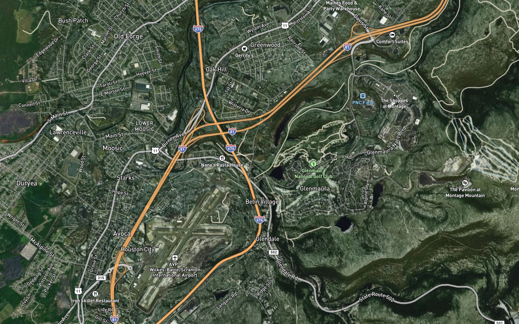 Satellite map of the Dry Valley Run