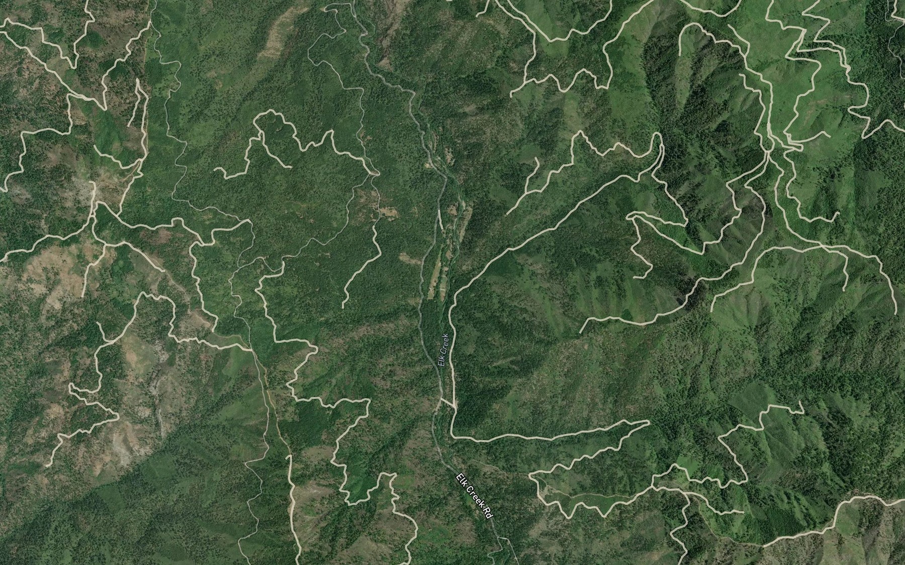 Satellite map of the Cougar Creek