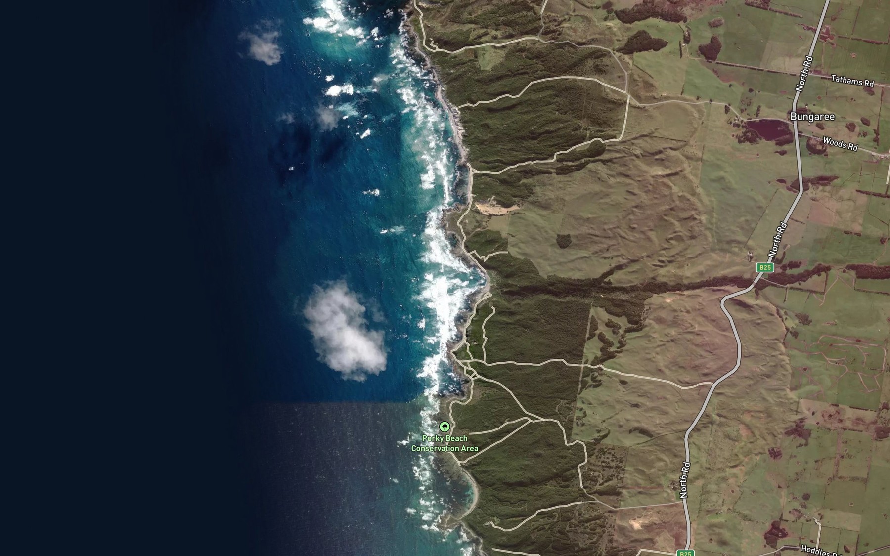 Satellite map of the Pass River Bay