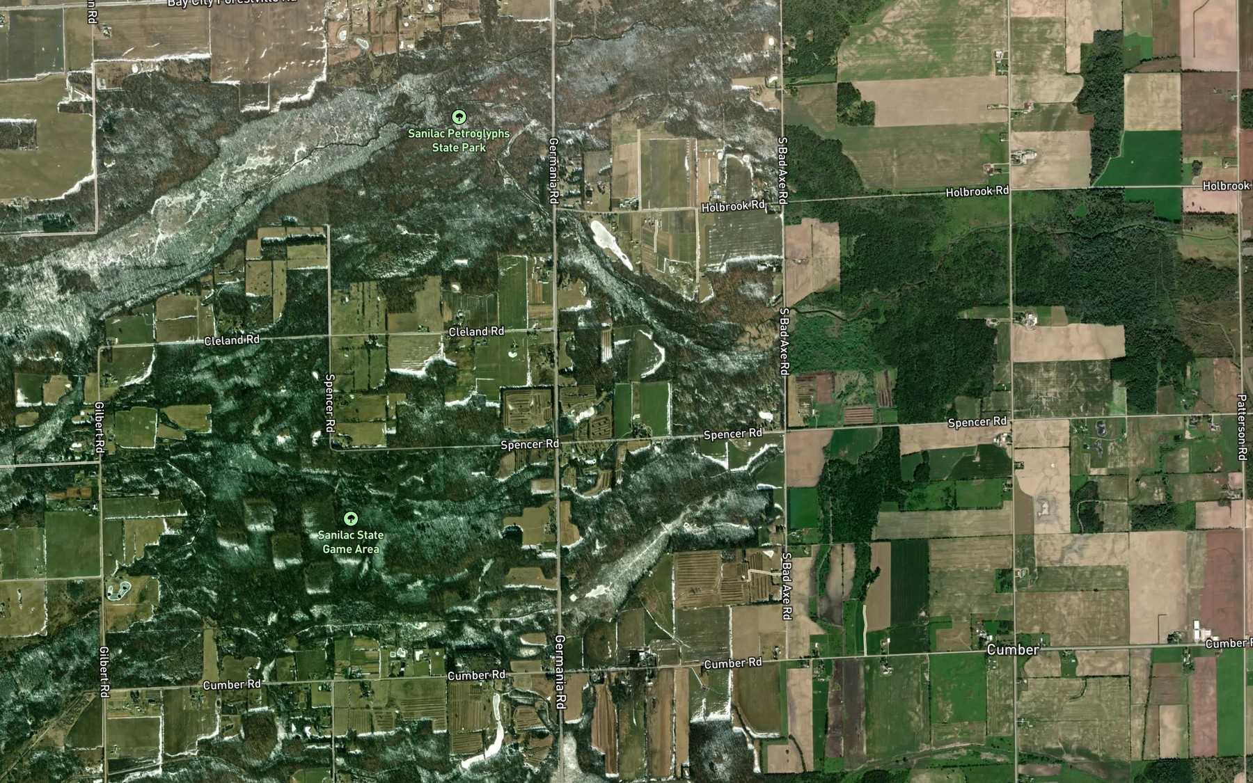 Satellite map of the Simpkins Drain