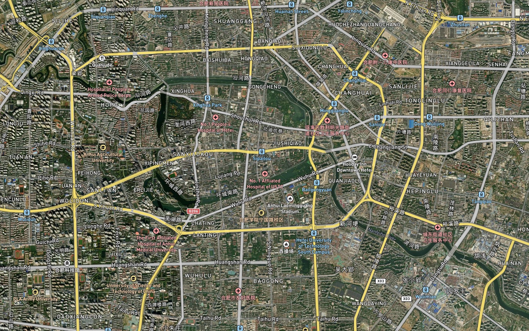 Satellite map of the Shibalianwei River