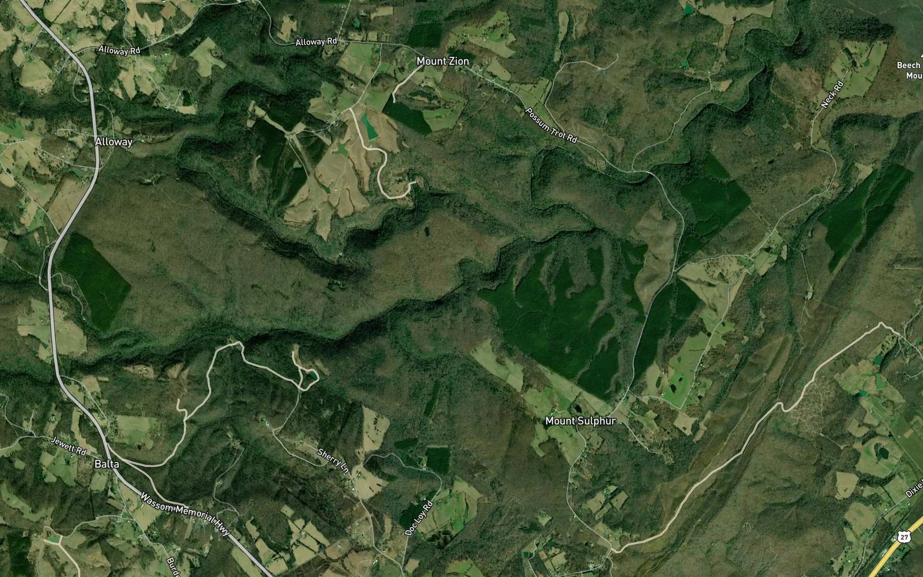 Satellite map of the Gillum Branch